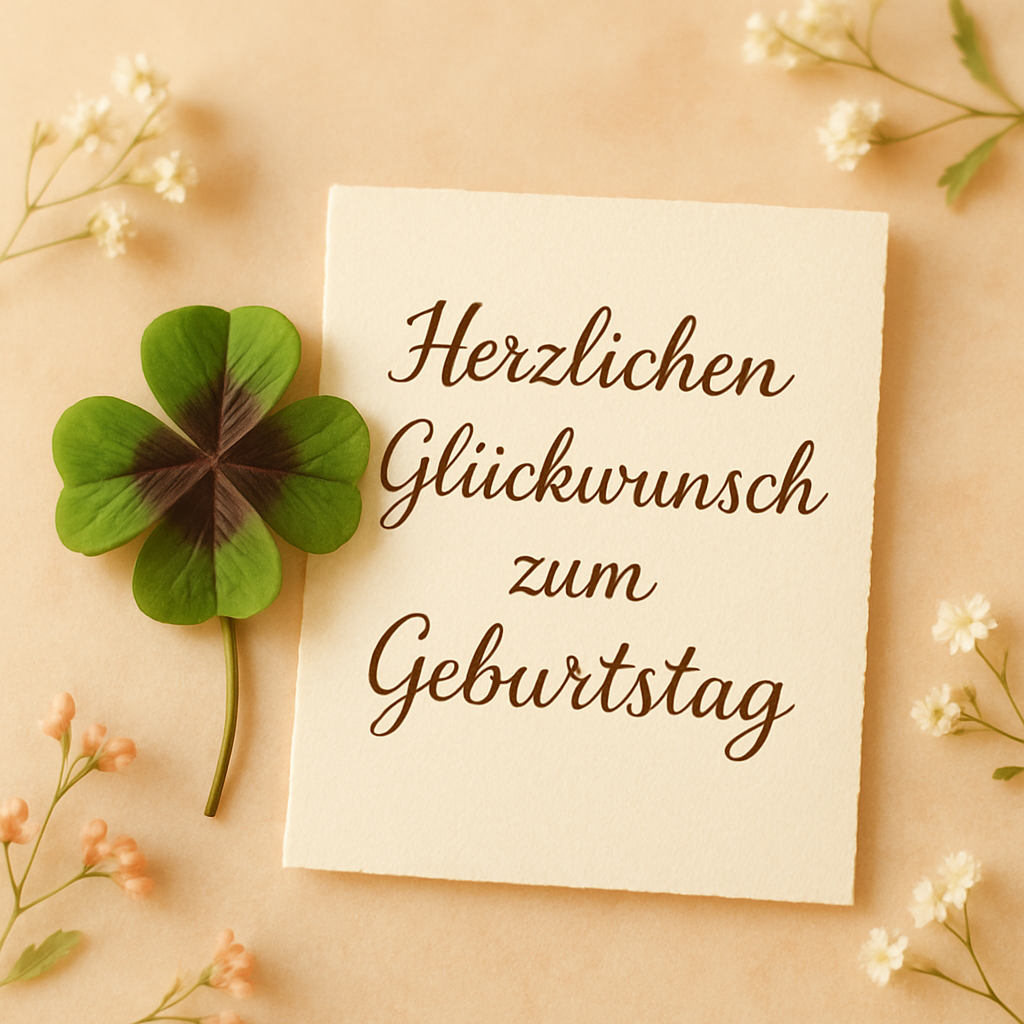 Geburtstagskarte mit Kleeblatt – Herzlichen Glückwunsch zum Geburtstag