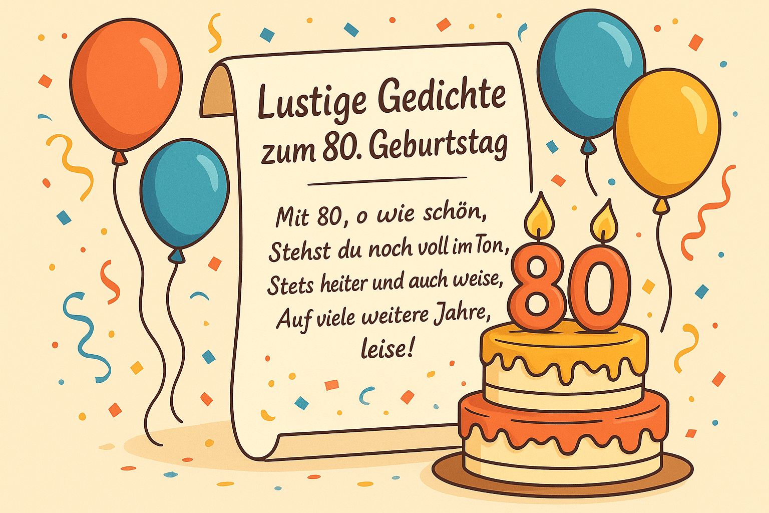 Lustige Gedichte 80 Geburtstag – Humorvolle Verse & witzige Reime zum Vortragen